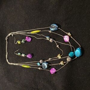 Vintage Multi Colored Boho Necklace & Earrings